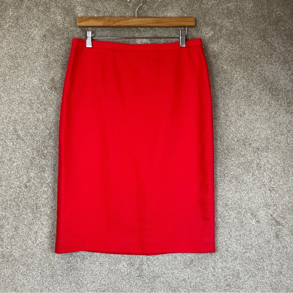 Pure Collection Skirt Womens US 8/10 Orange Cotton Pencil Lined Back Zip- 3440*
